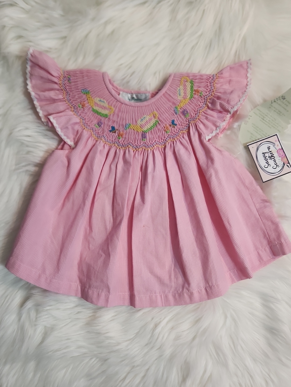 Pink Smocked Embroidered Baby Dress - Size 2T - Brand:
